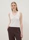 White pure cotton regular-fit tank top with openwork knit pattern_0