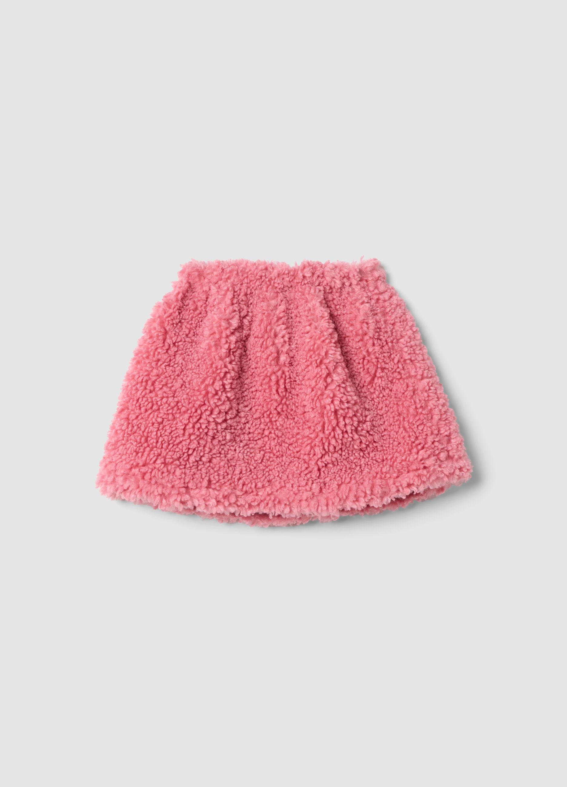 Gonna rosa effetto teddy con vita elasticizzata