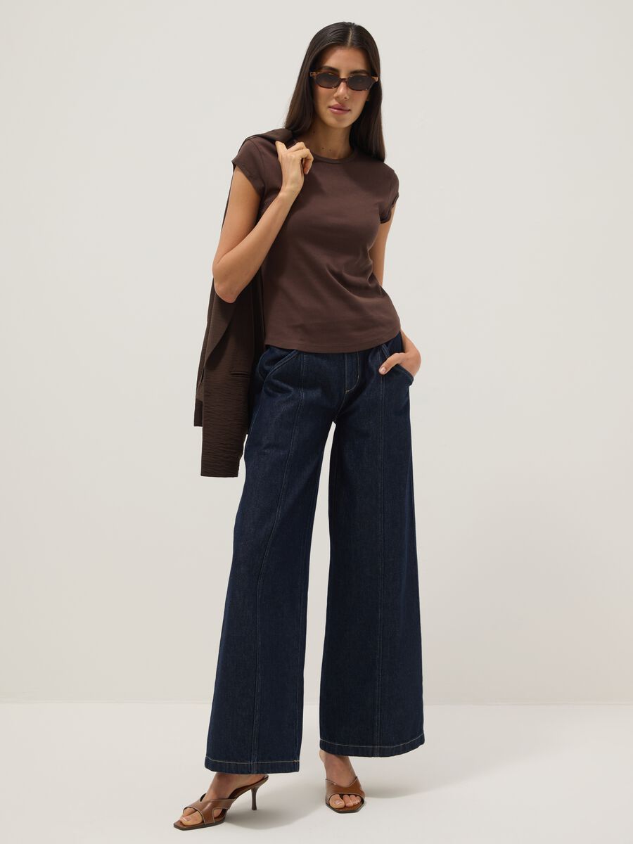 Regular fit brown short-sleeve pure cotton t-shirt_2