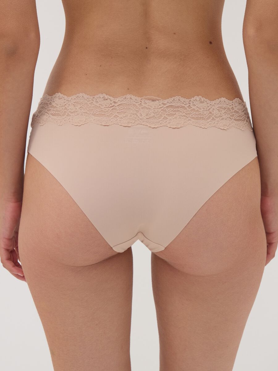 Slip beige in microfibra elasticizzata con pizzo_2