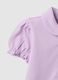 Girls' regular fit violet pure cotton polo with gathered sleeves_2
