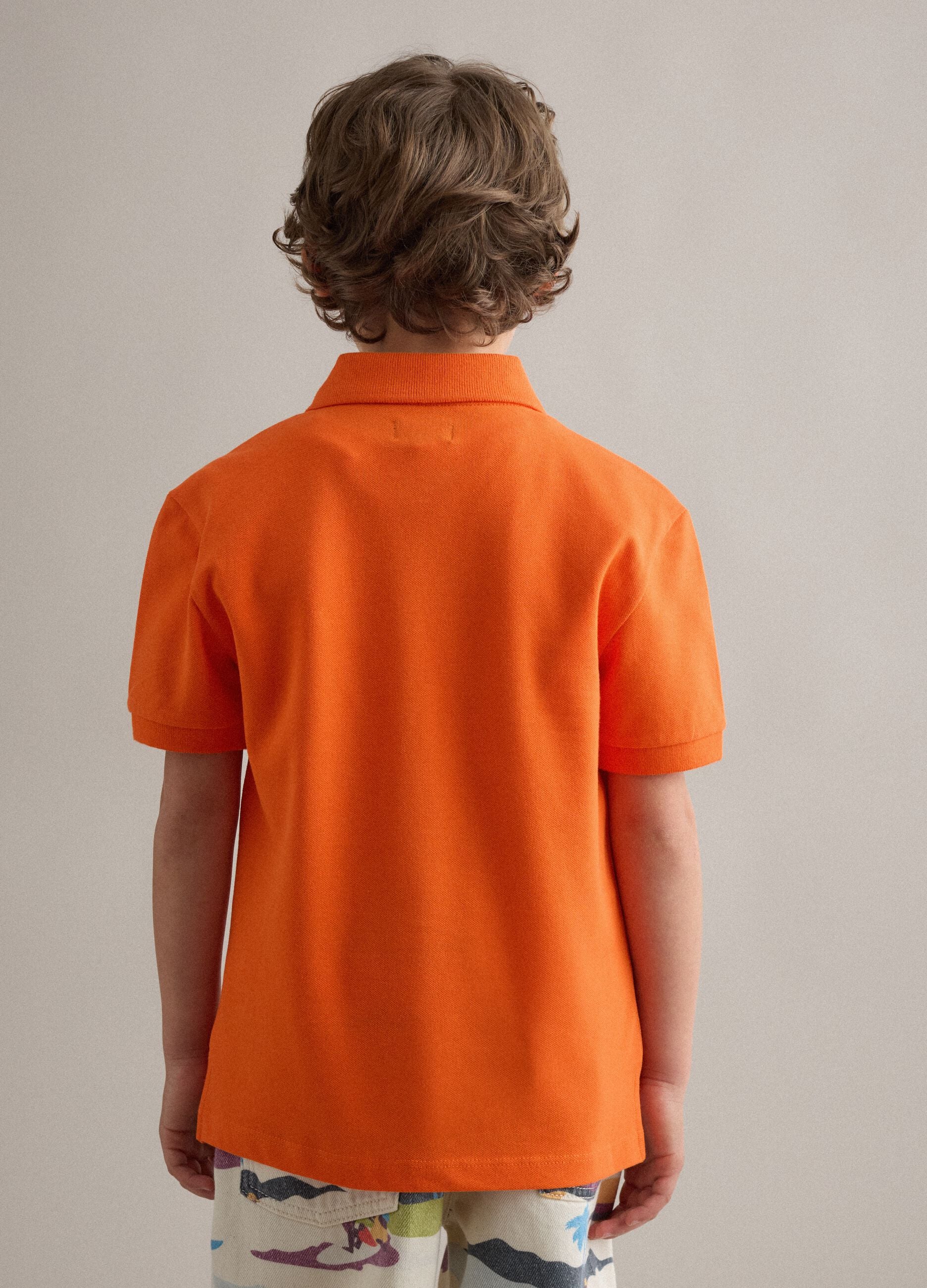 Orange stretch cotton polo for kids regular fit