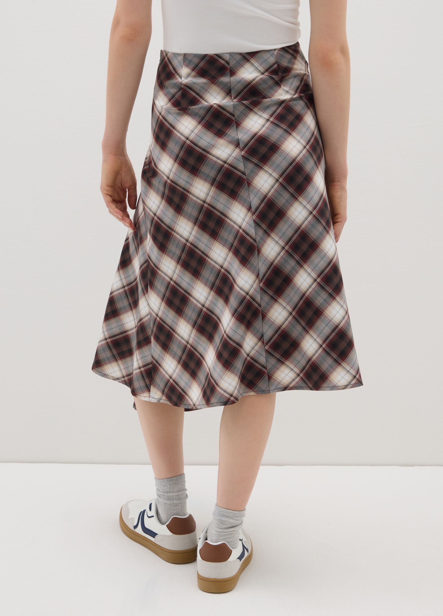 Multicolour check pencil skirt