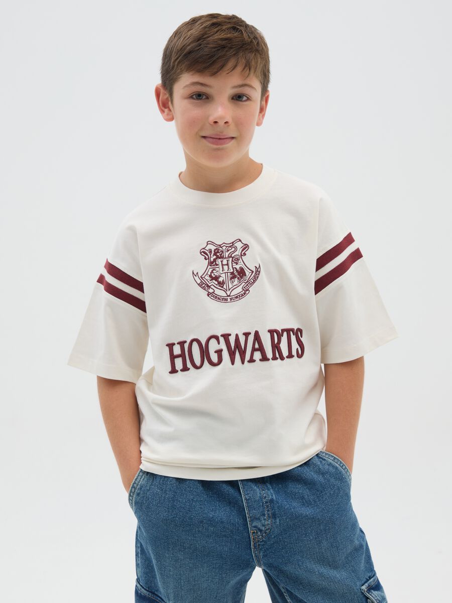 T-shirt da ragazzo in puro cotone bianca over_0
