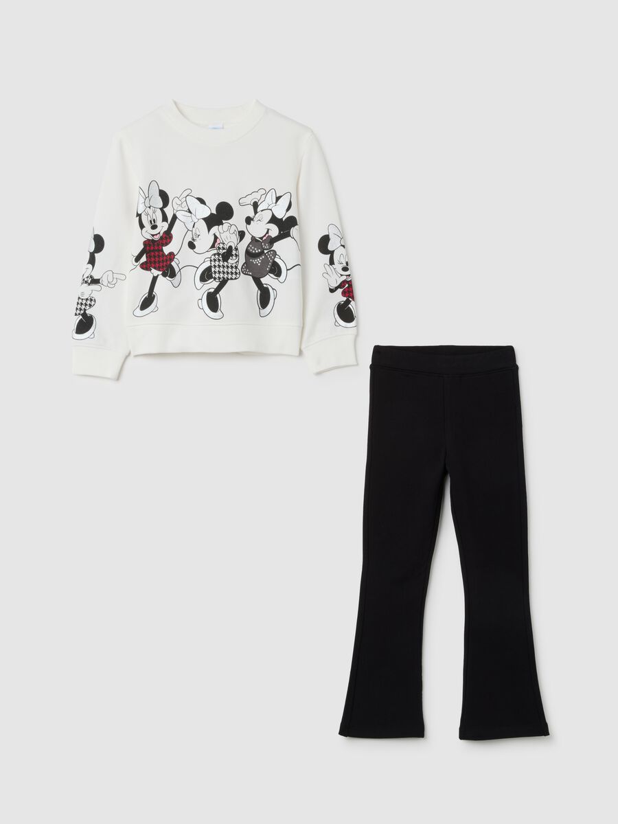 Girl's set in black and white cotton regular fit with Mickey print_0