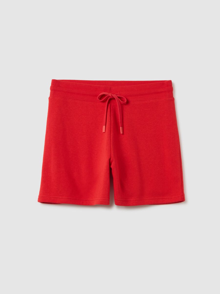 Shorts da donna in misto cotone rossi regular fit_0