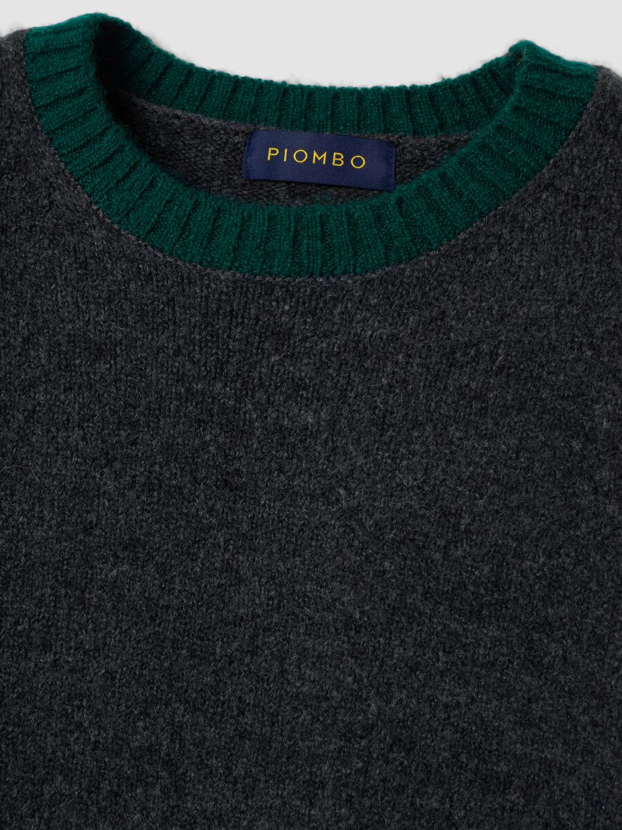 Maglione grigio scuro girocollo in lana e alpaca elasticizzate regular fit_1