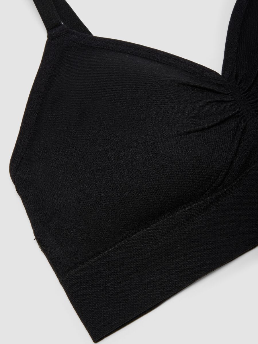 Black non-padded stretch bralette bra_1
