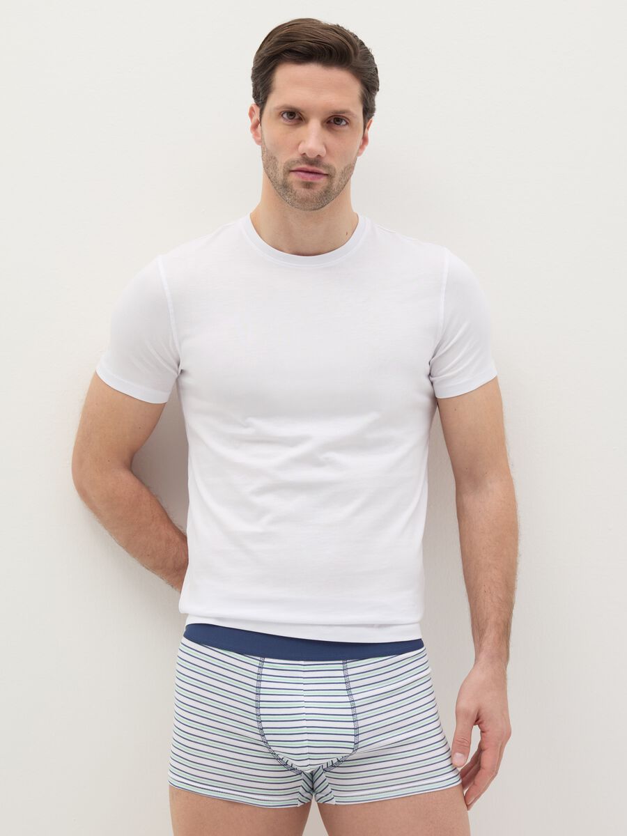 Midi boxer shorts in stretch cotton with pattern._0