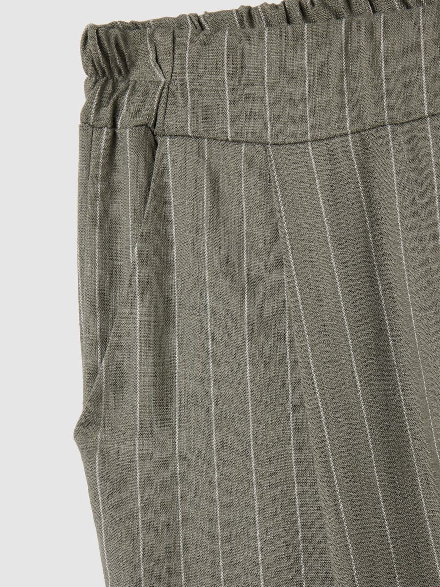 Women's Green Linen Blend Regular Fit Trousers_1