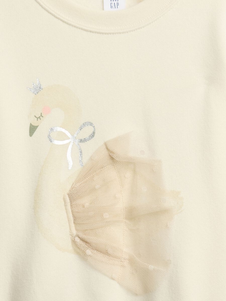 Beige crewneck sweatshirt with swan design_2