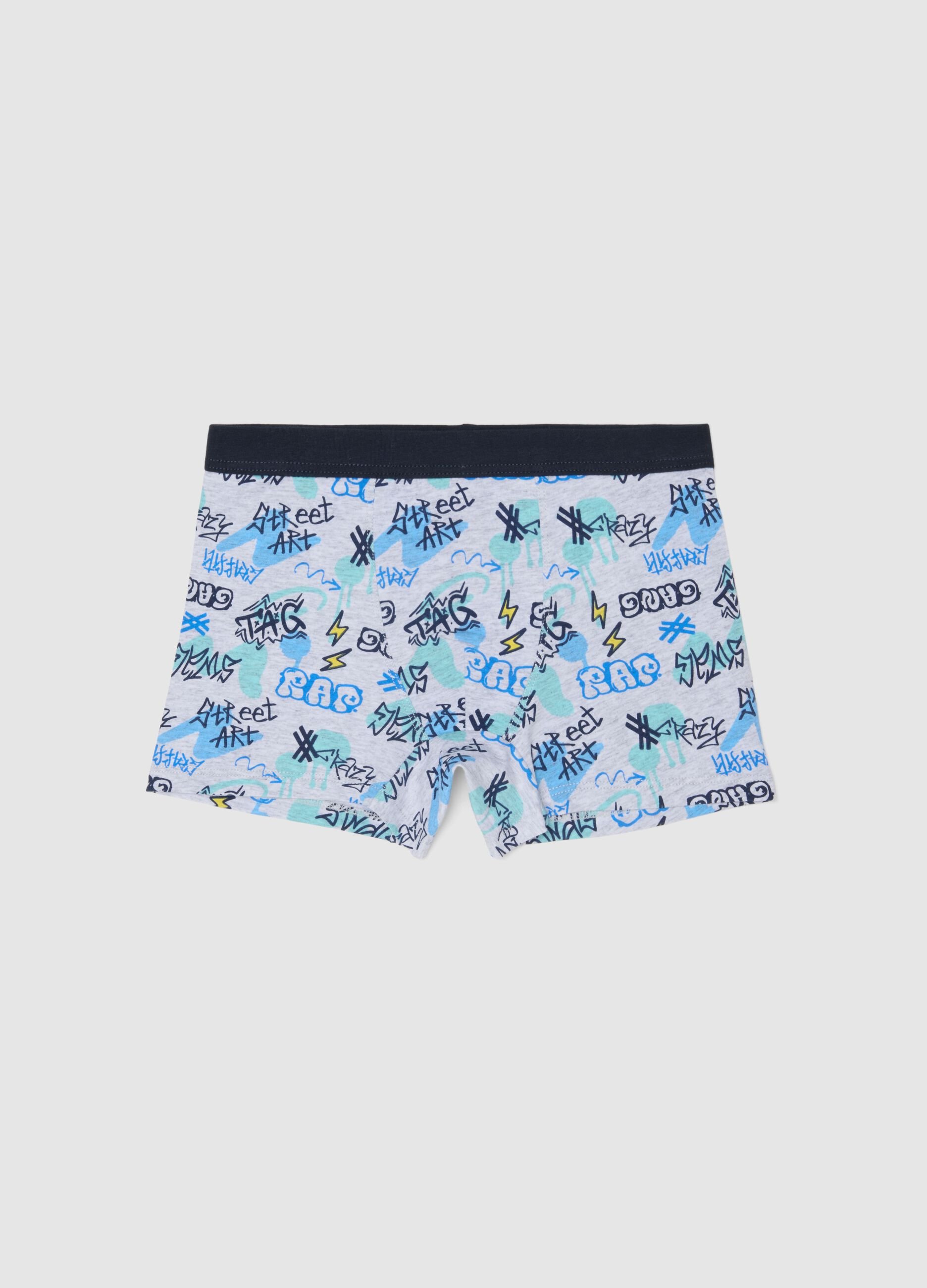 Multicolour stretch cotton boys' boxer briefs with regular fit