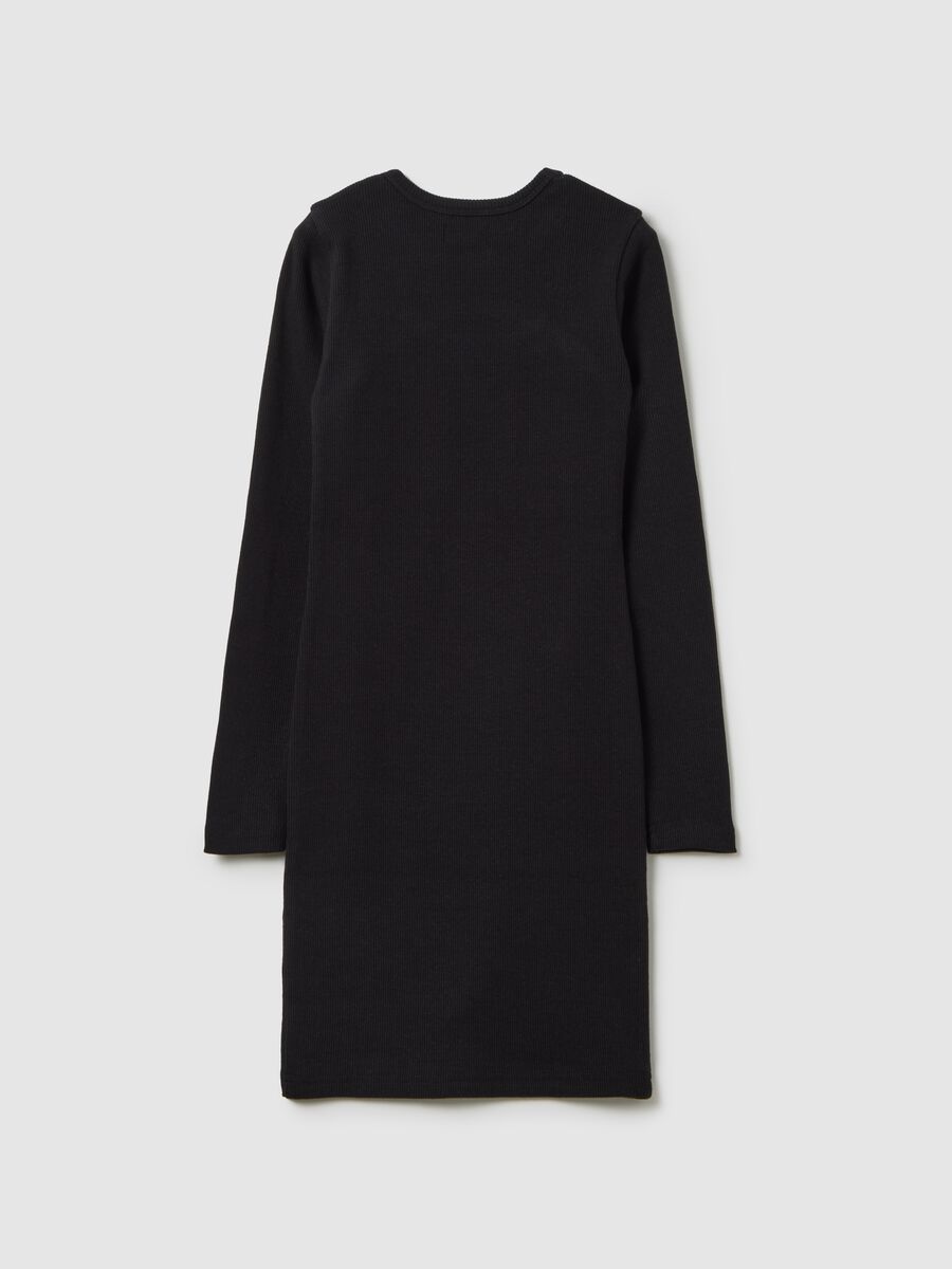 Girls' dress in black stretch cotton_4