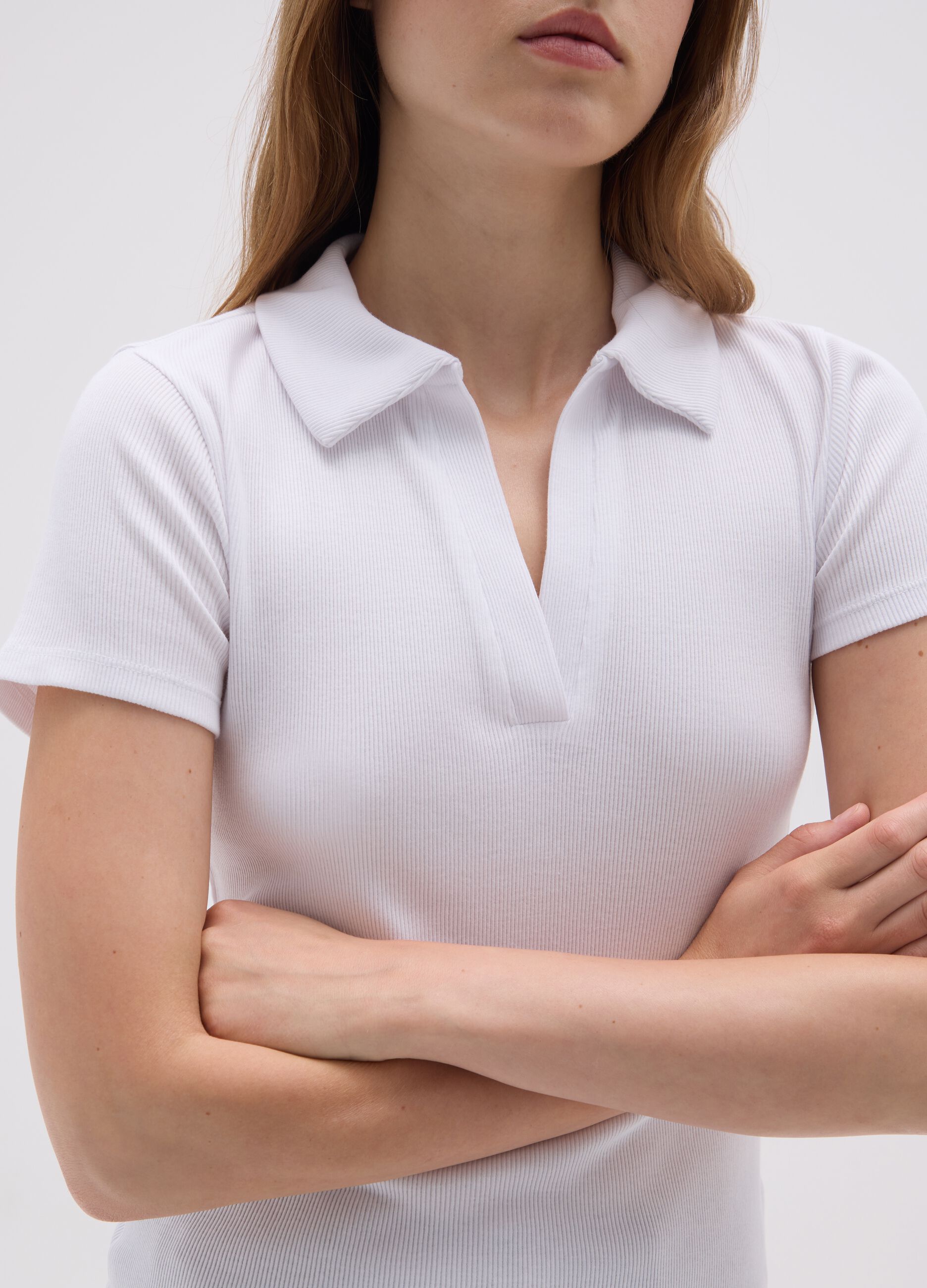 Women's pure cotton white polo shirt