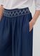 Wide-leg blue formal trousers in pure lyocell with embroidered waistband_2