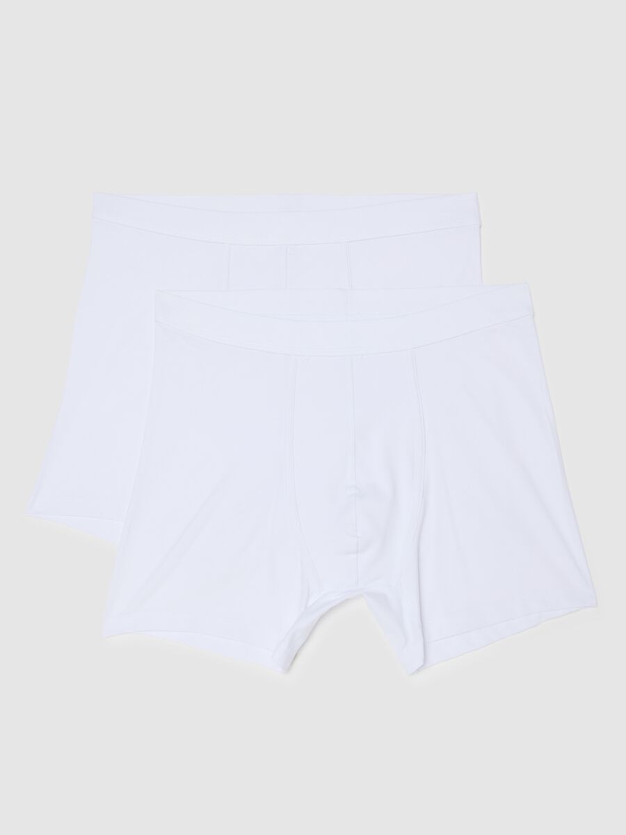 Twin Pack White Cotton Stretch Boxer Shorts Regular Fit_4