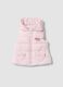 Gilet imbottito rosa con cappuccio e tasche a cuore e ricamo Minnie_0