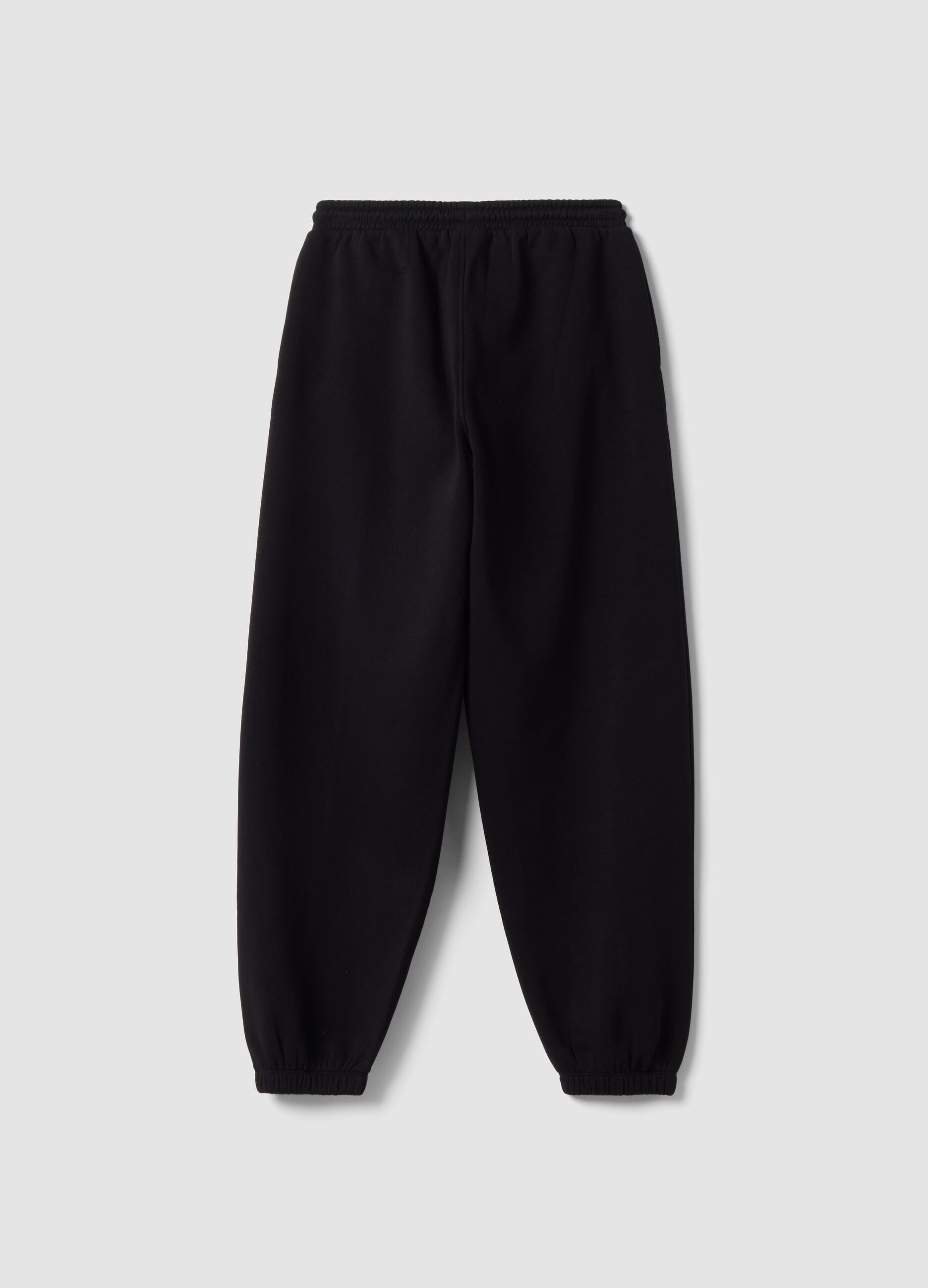 Black cotton-blend joggers with drawstring waist
