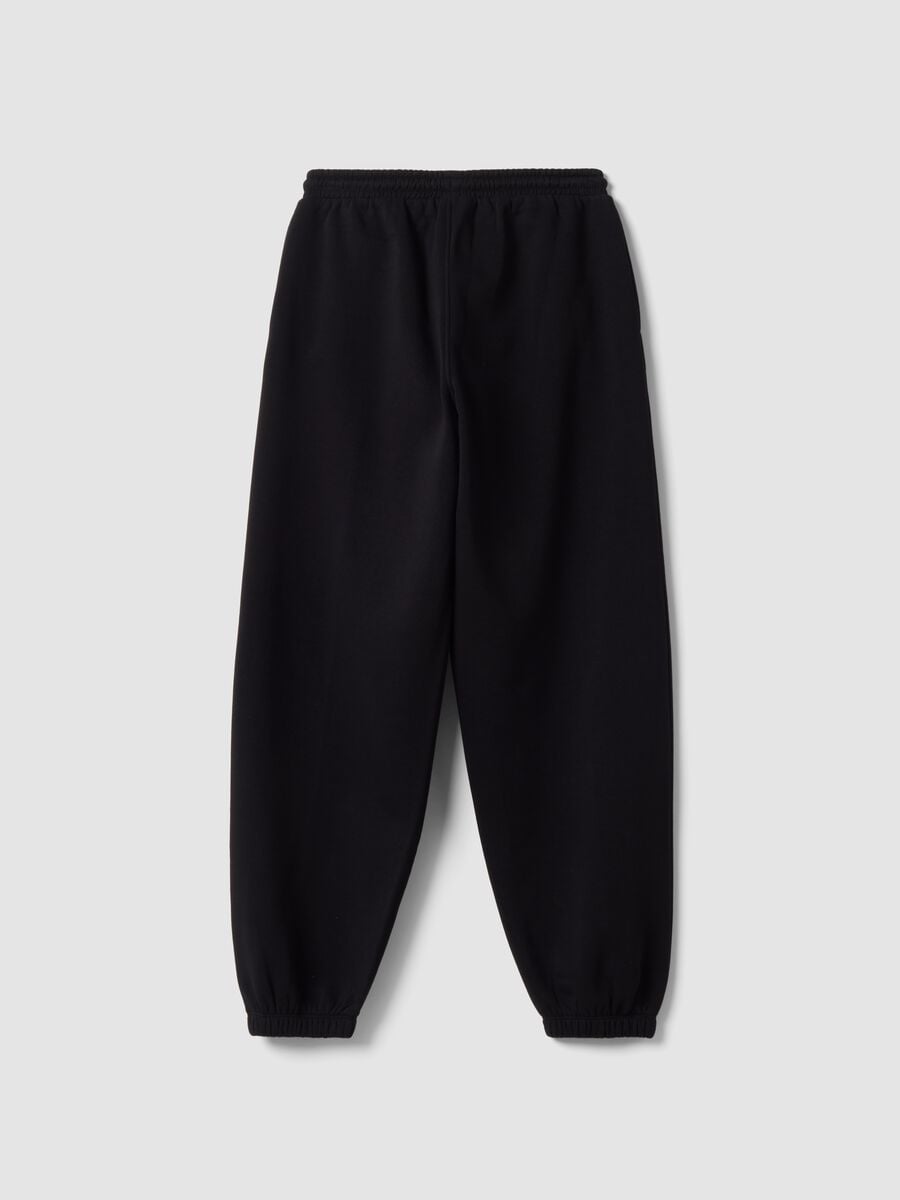 Pantaloni jogger neri in misto cotone con coulisse_2