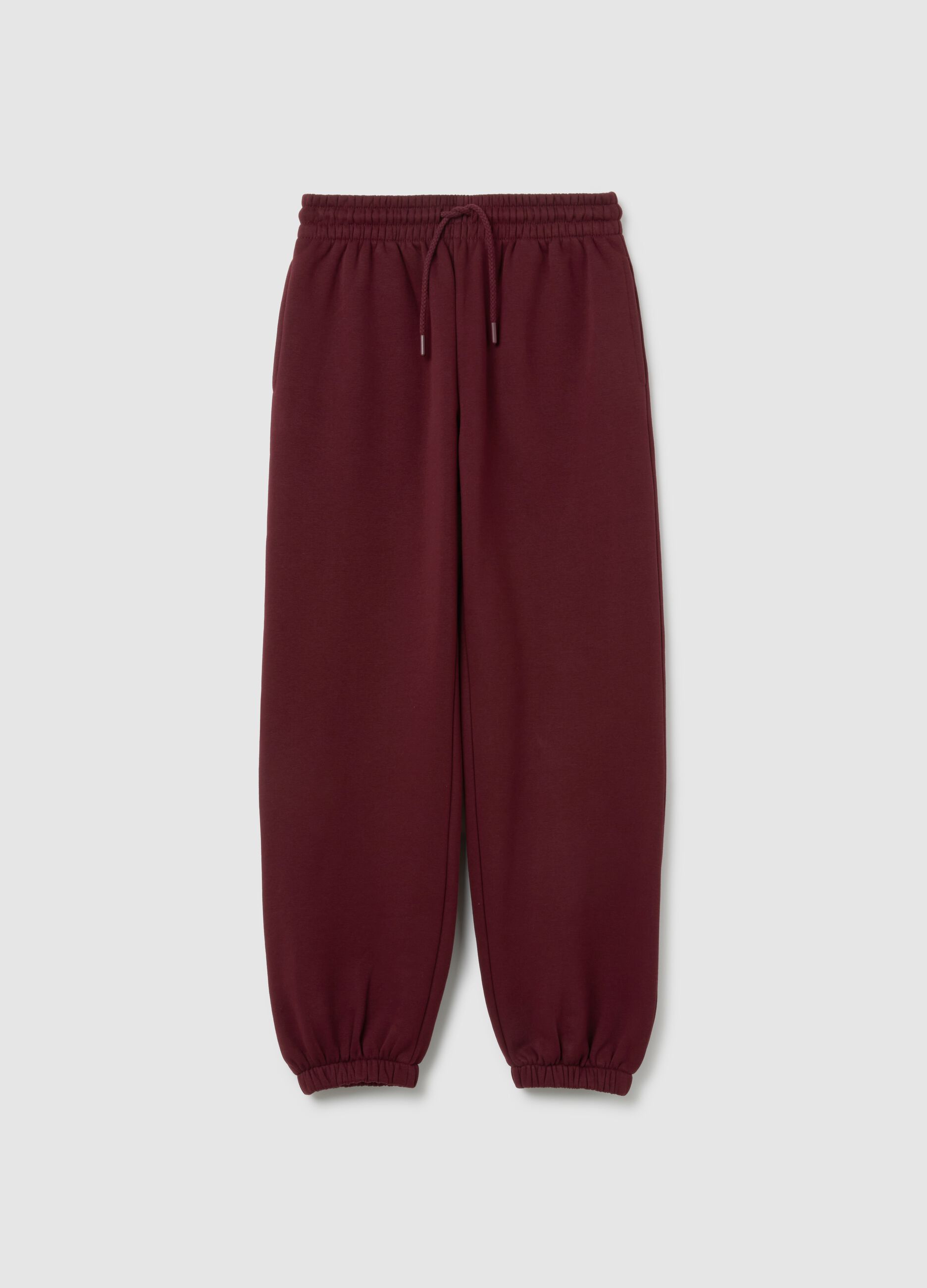 Red cotton blend trousers with regular fit