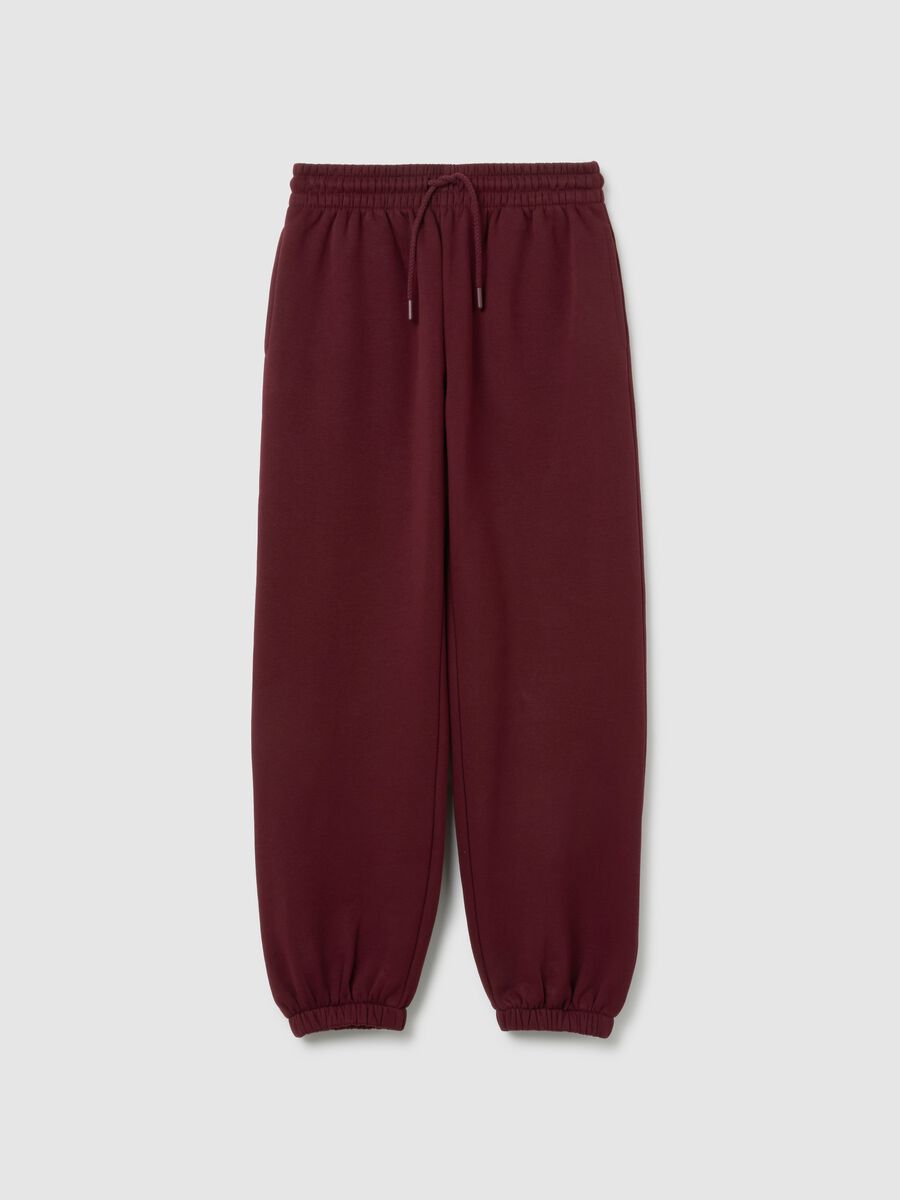 Red cotton blend trousers with regular fit_4