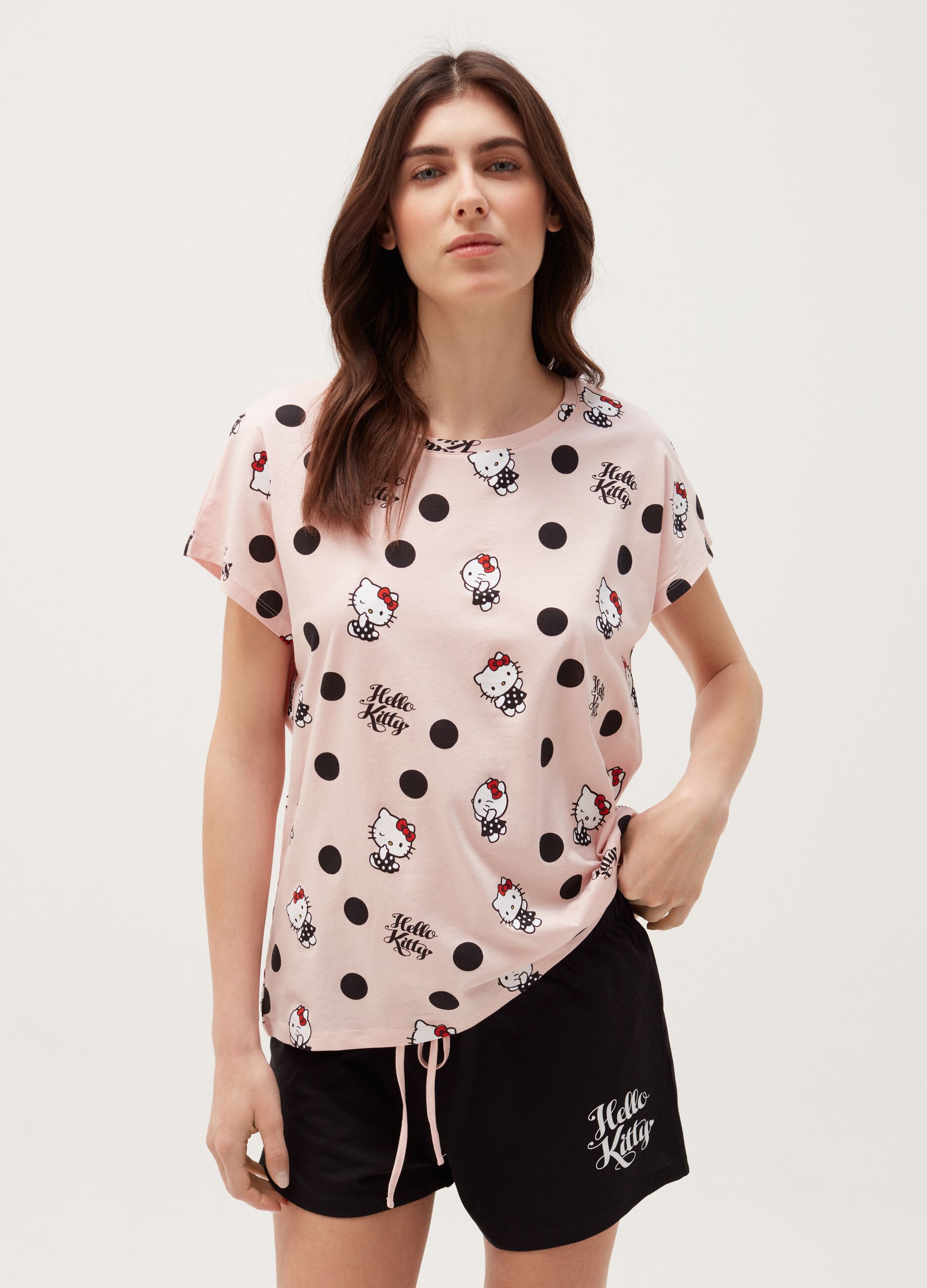 Polka dot cotton pyjamas with Hello Kitty