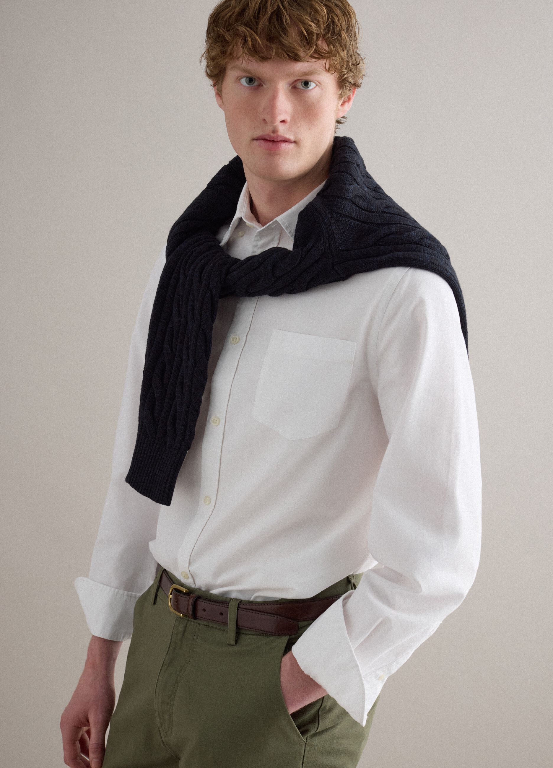 White pure cotton regular fit shirt