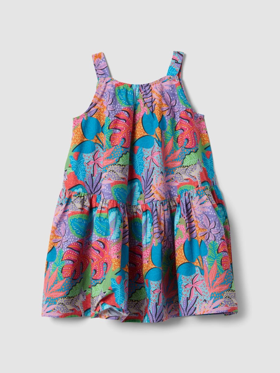 Multicolour pure cotton dress with wide straps_0