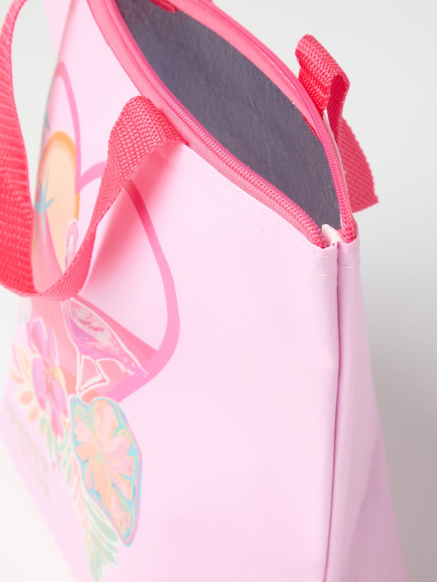 Women's pink paper bag with tropical print_2