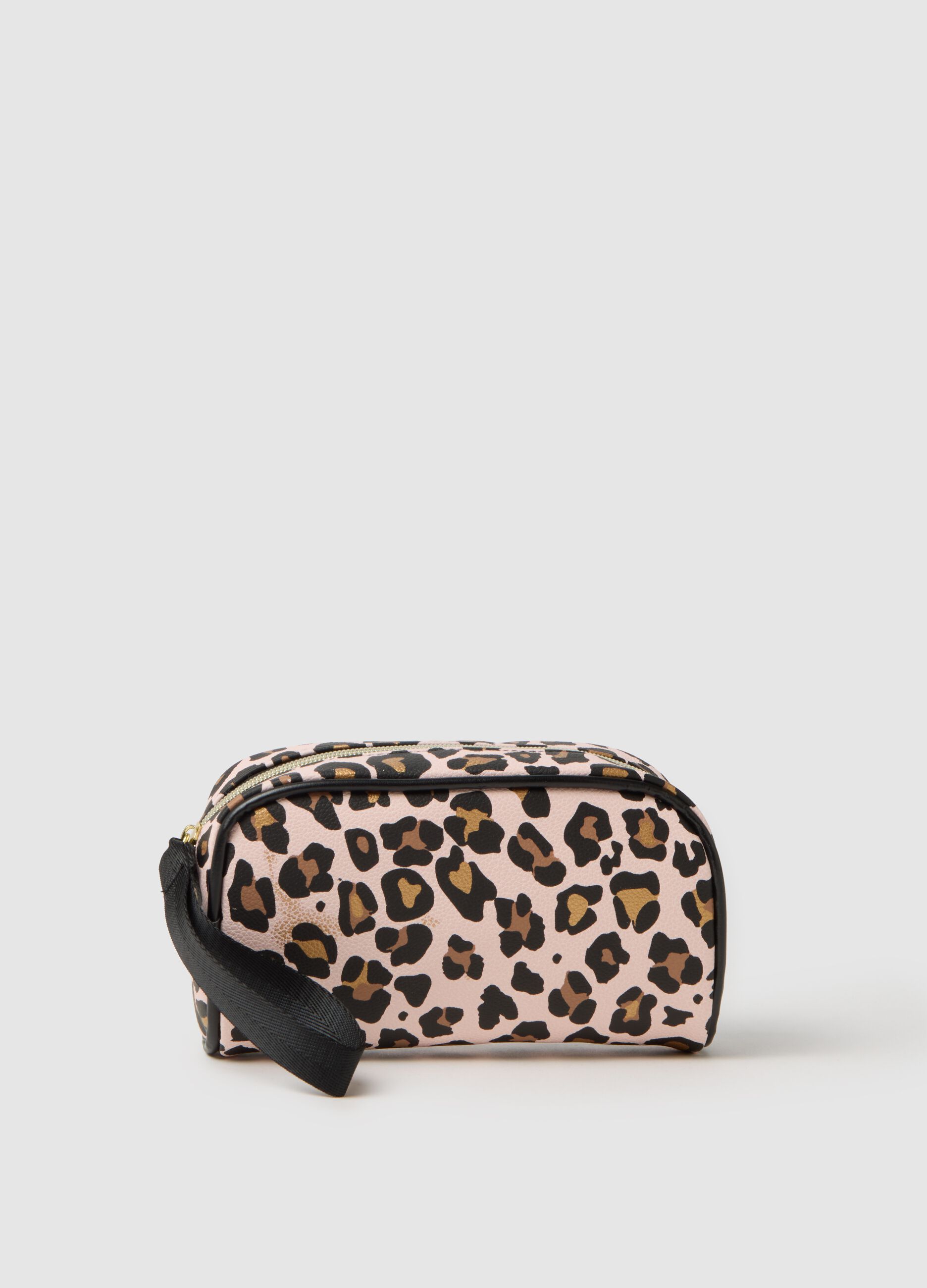 PVC Multicolour Pouch with Leopard Print Zip