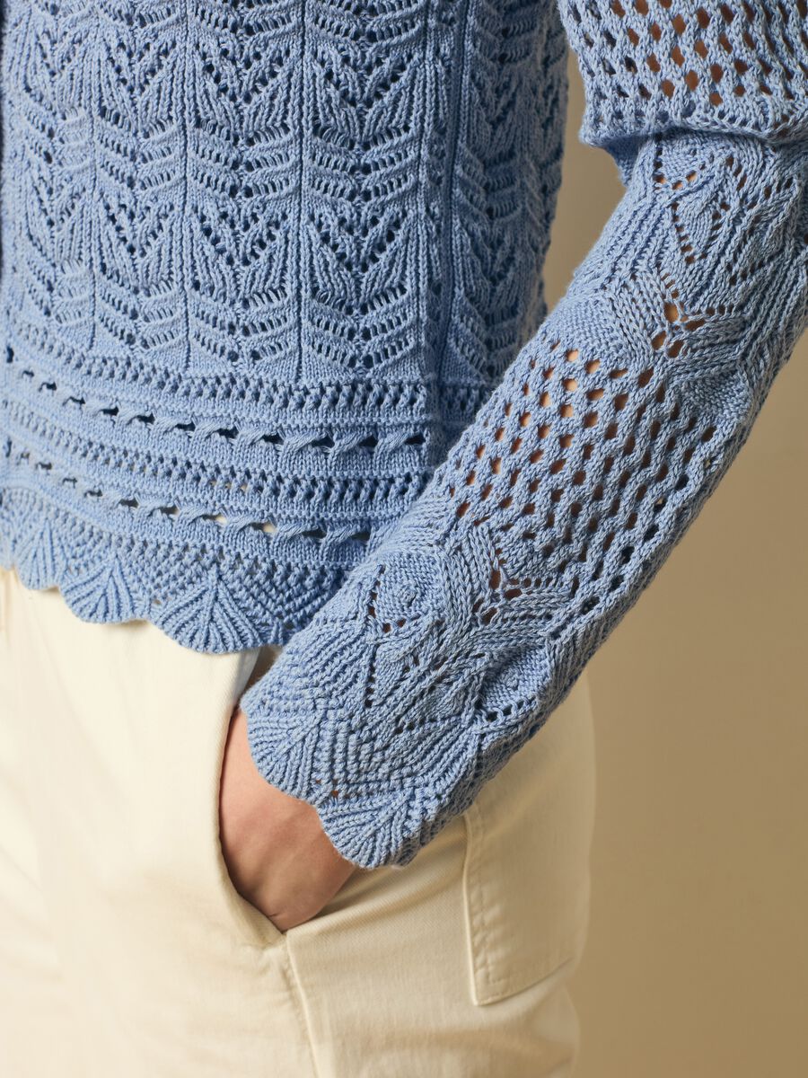 Cardigan crochet con scollo a V_0