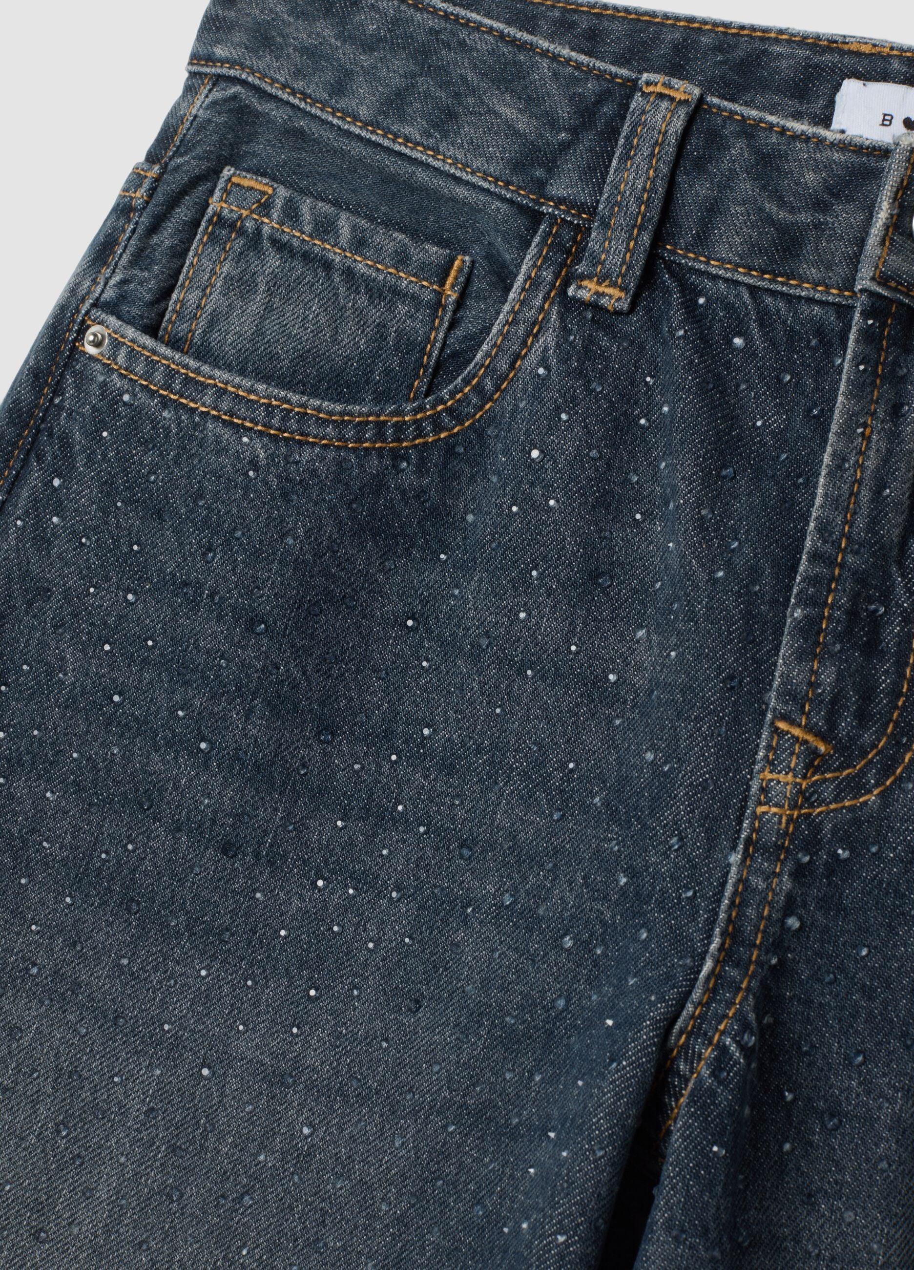 Jeans denim blu super wide leg in puro cotone