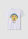 White pure cotton regular fit T-shirt with SpongeBob print_0