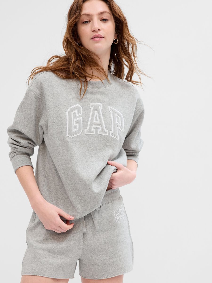 Sweatshirt with round neck and logo embroidery_0