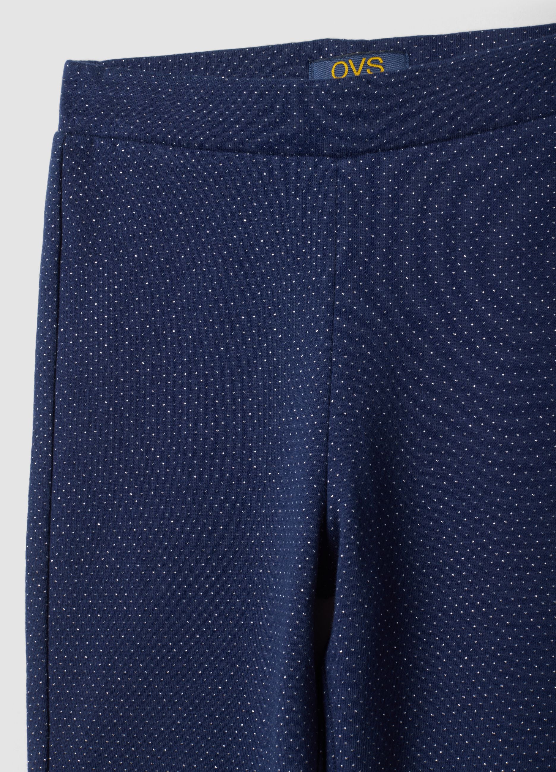 Blue flared stretch cotton leggings