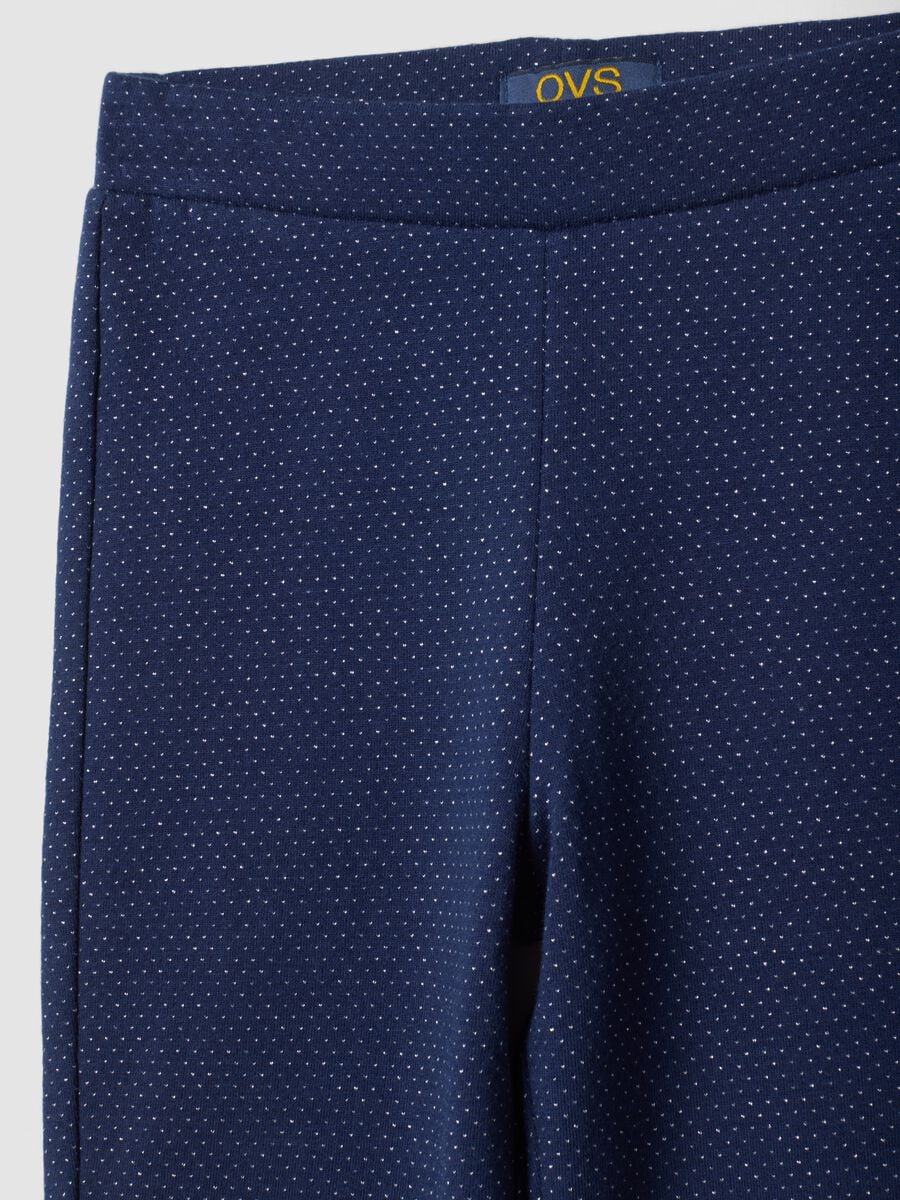 Blue flared stretch cotton leggings_2