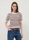 White and brown striped open-knit viscose-blend T-shirt, regular fit_2