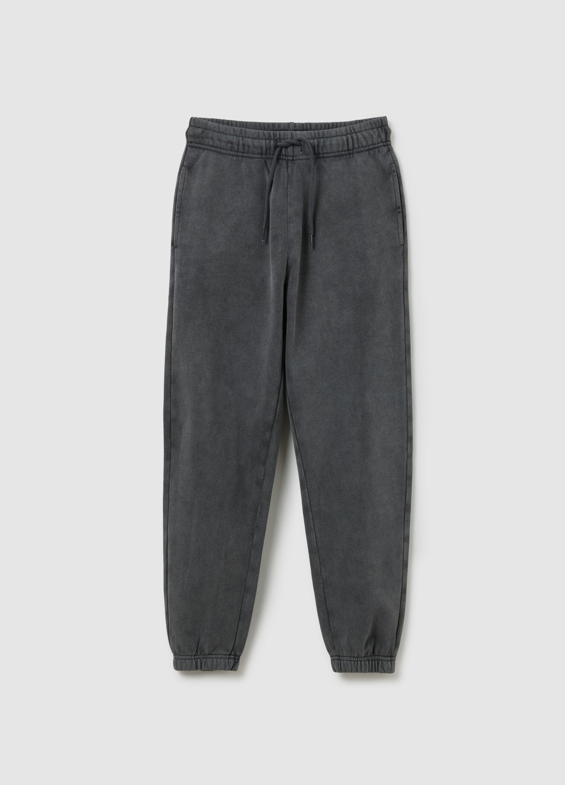 Grey jogger trousers for boys in cotton blend with oversized fit