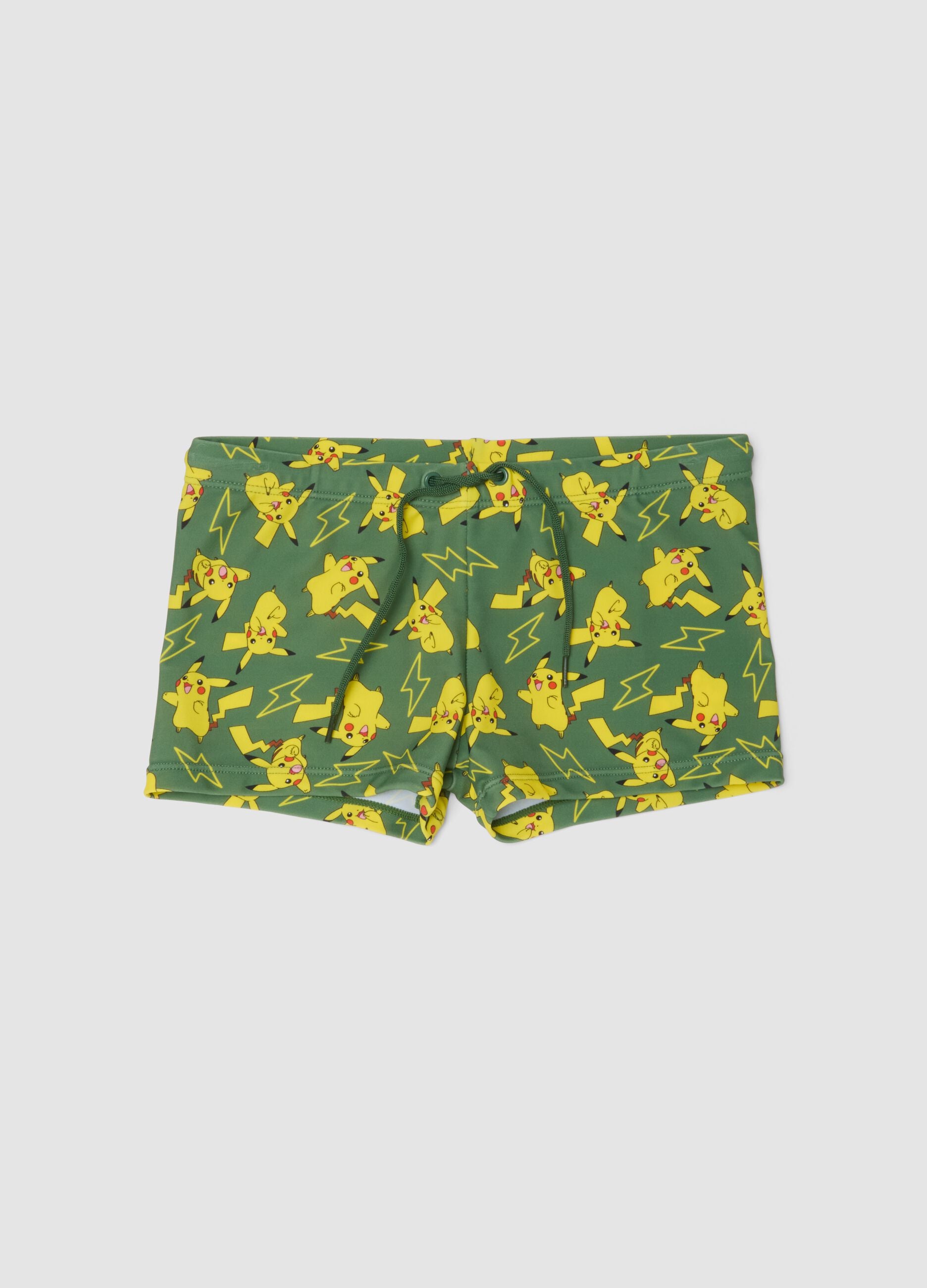 Costume boxer verde in tessuto elasticizzato per bambino