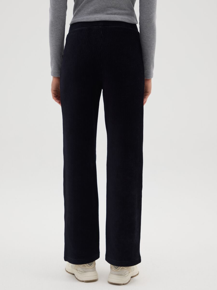 Pantaloni in cotone elasticizzato neri wide leg_2