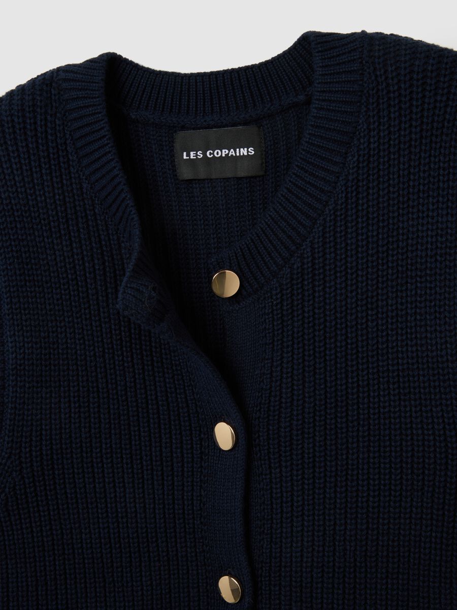 Regular fit blue pure cotton vest with buttons_1