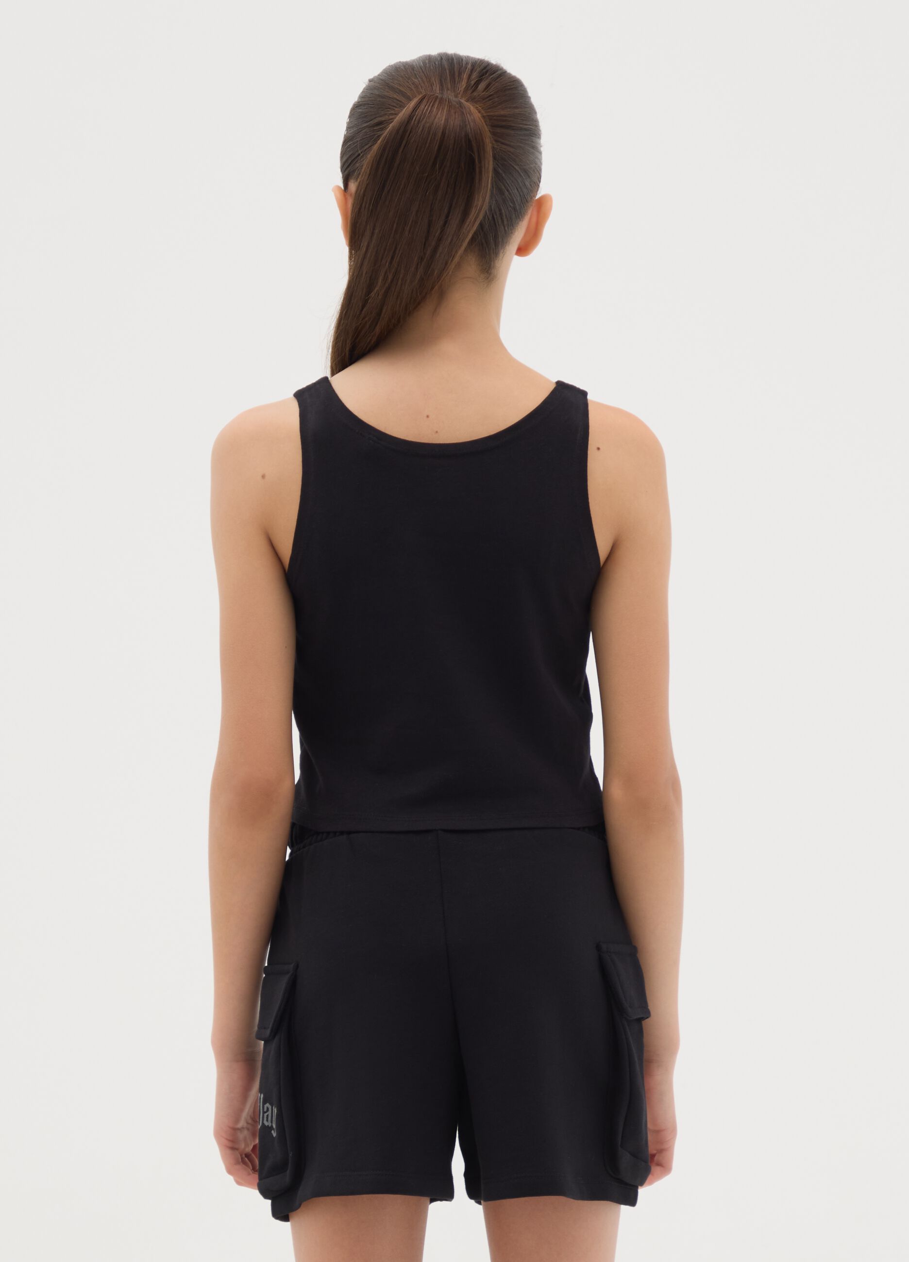 Girls' pure cotton black regular fit crop top