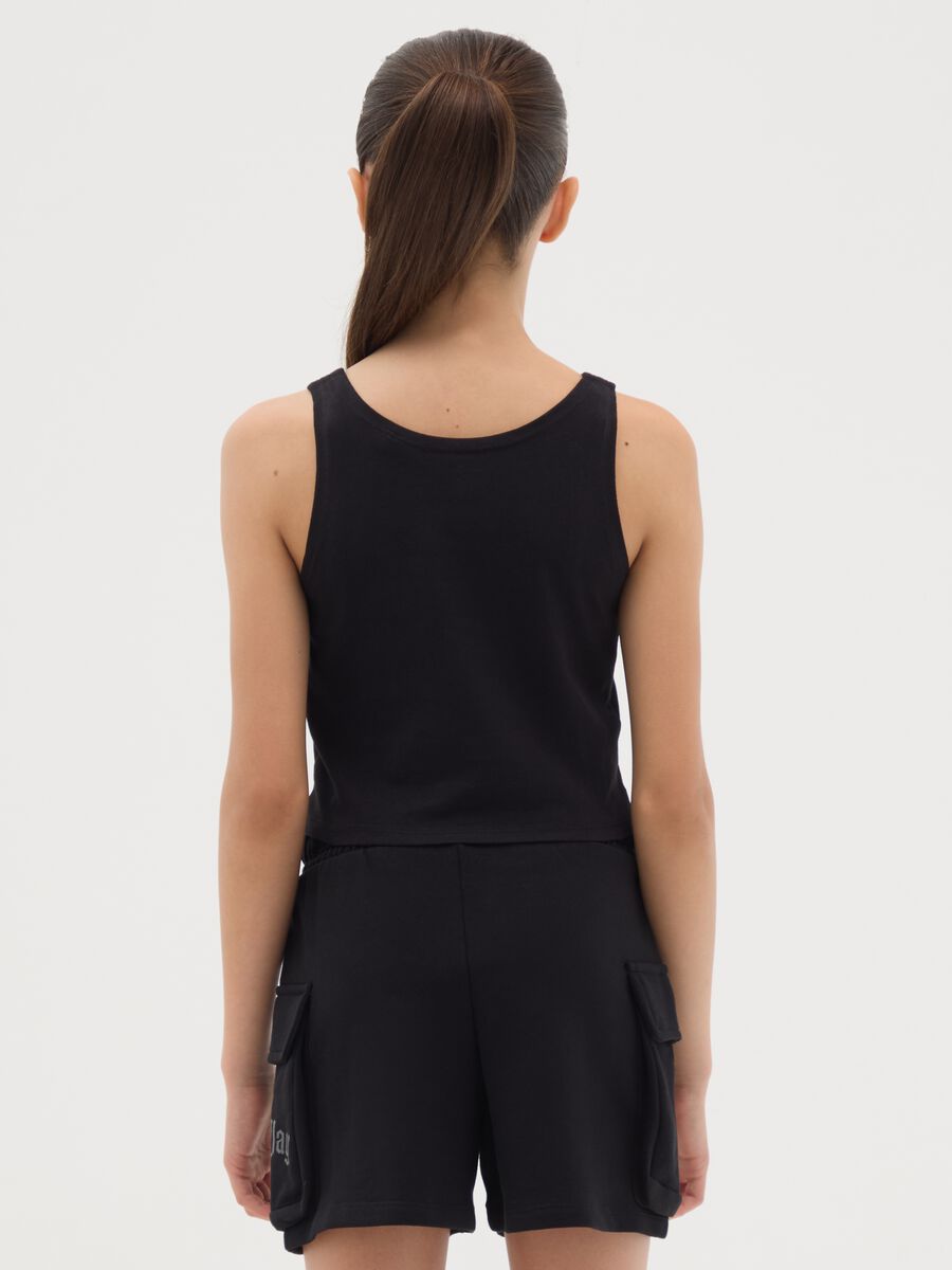 Girls' pure cotton black regular fit crop top_1