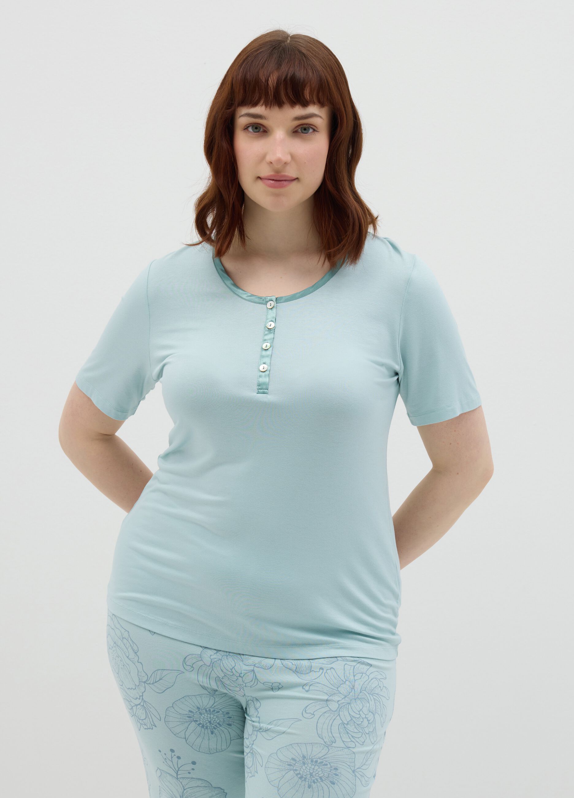 Light blue pyjamas with floral print