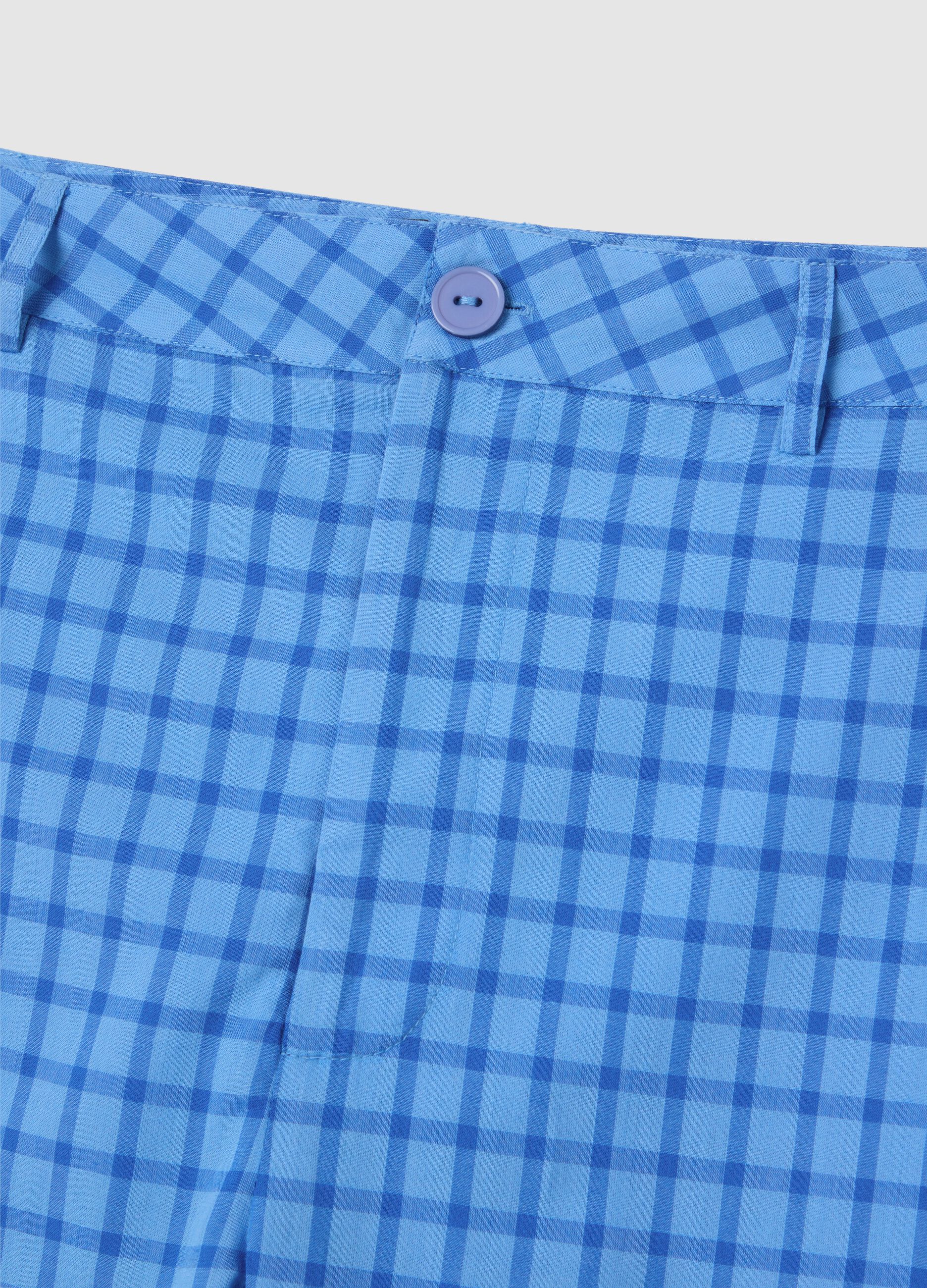 Women's sky-blue pure cotton trousers regular fit