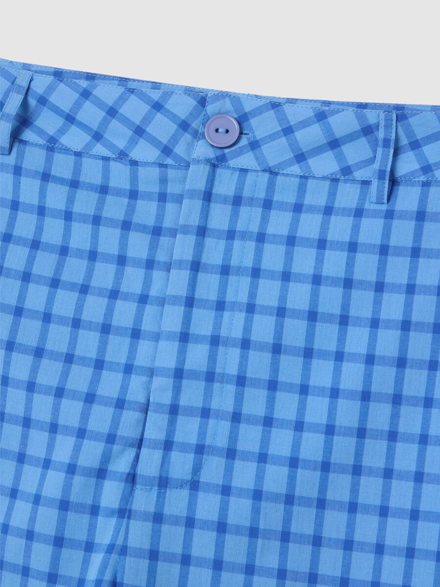 Women's sky-blue pure cotton trousers regular fit_5