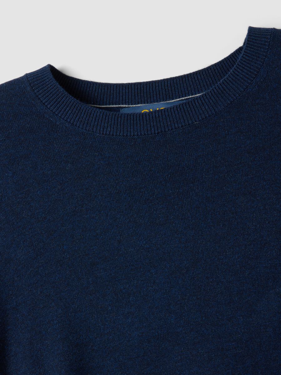 Blue crew-neck jumper in viscose blend, regular fit_5