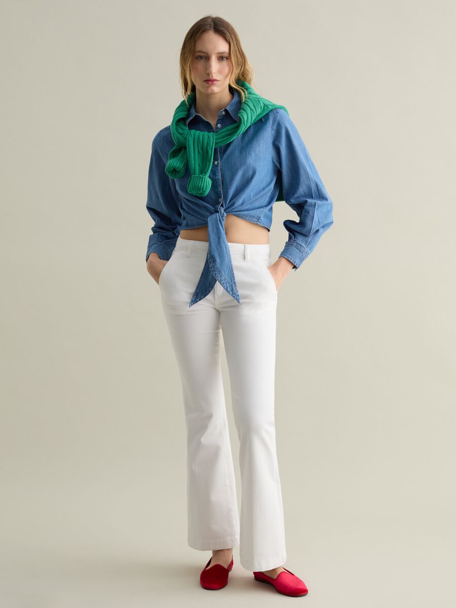 Blue denim shirt with knot_1