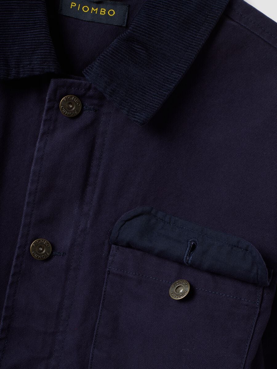 Blue pure cotton regular-fit shacket with zip_5