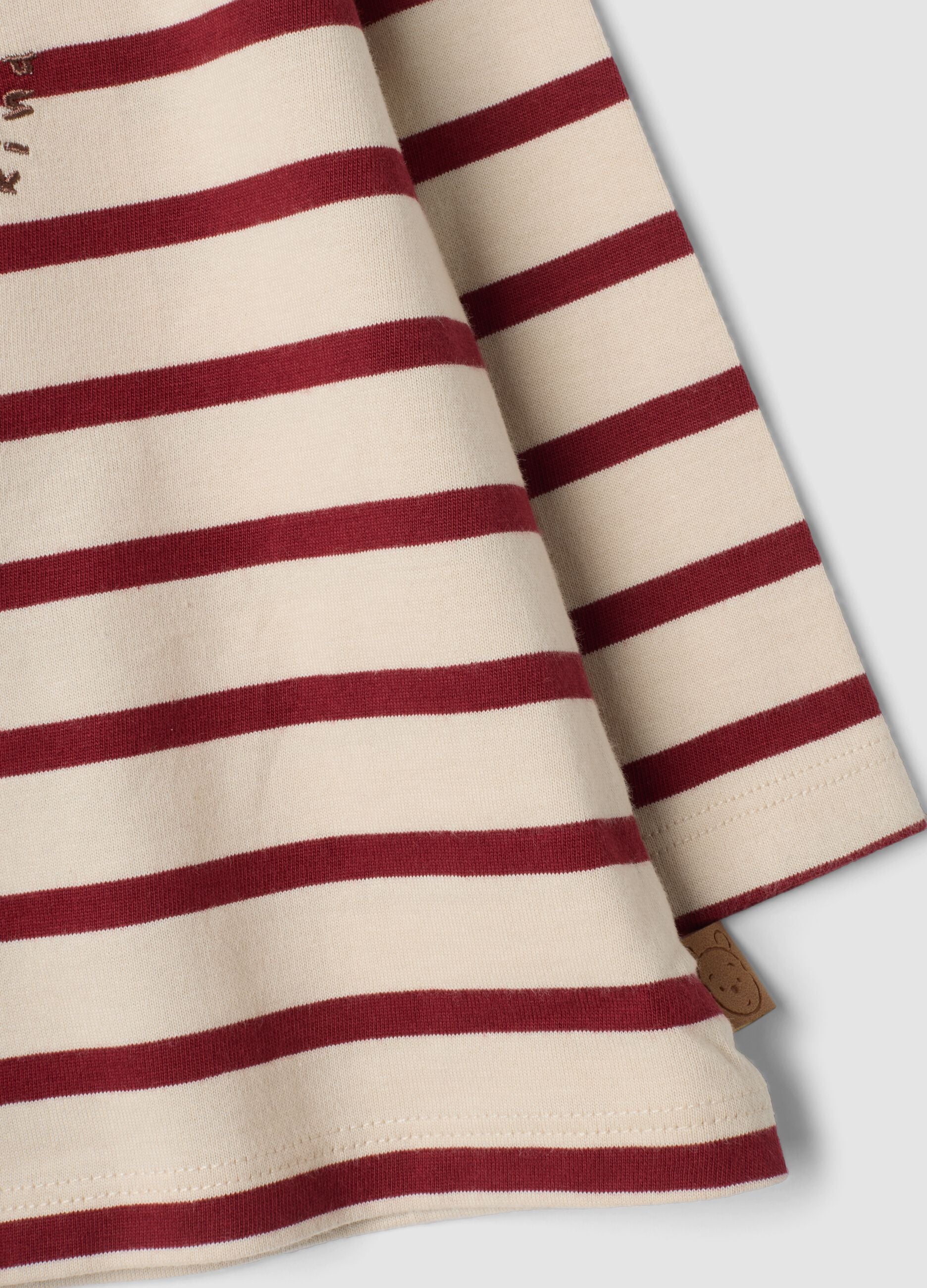 Beige striped organic cotton T-shirt with Winnie the Pooh print